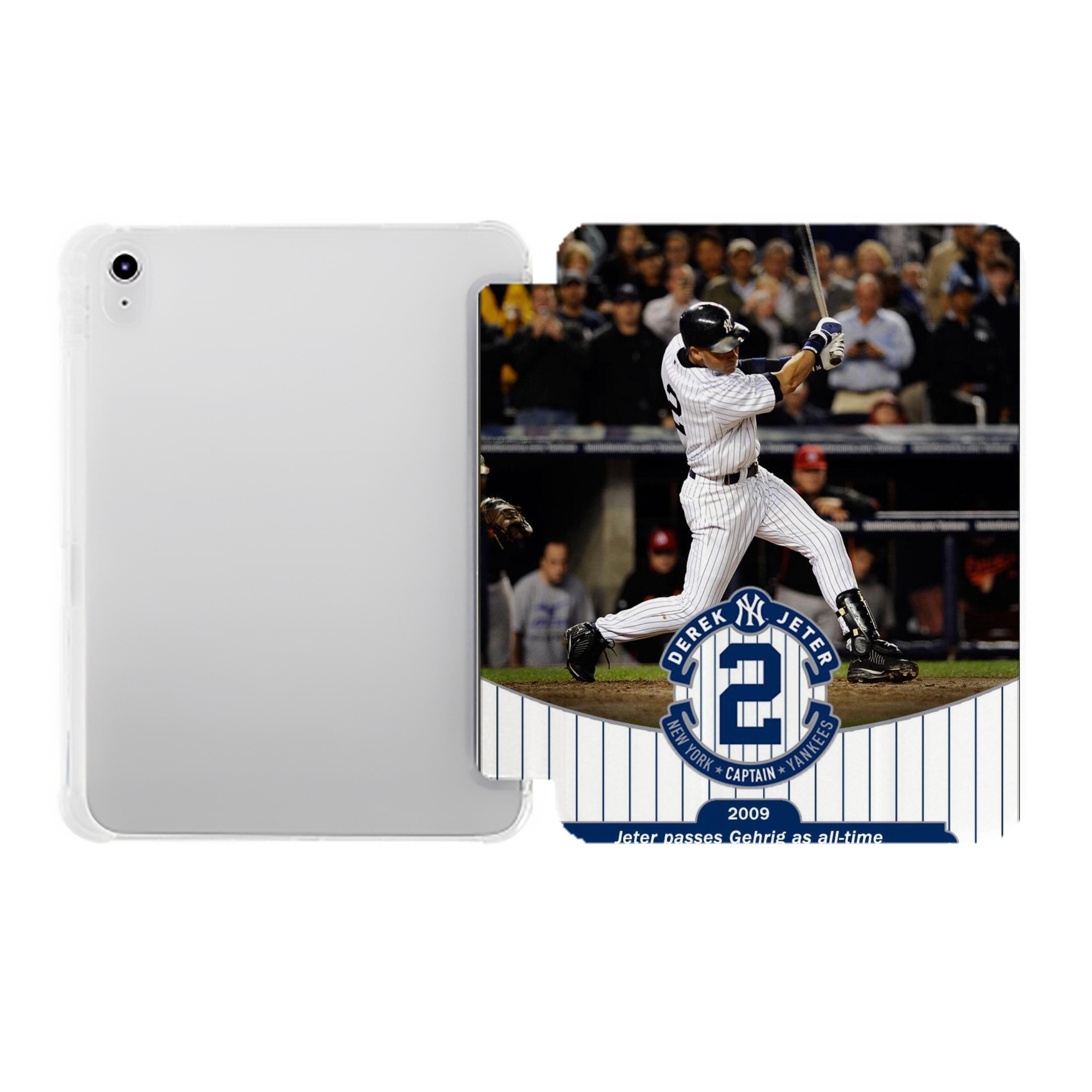 Derek Jeter 88 Premium Tri-Fold PU Leather & Silicone IPad Case With Pencil Slot – Fits 9.5,10.5,10.9 – Adjustable Stand, Slim, Protective